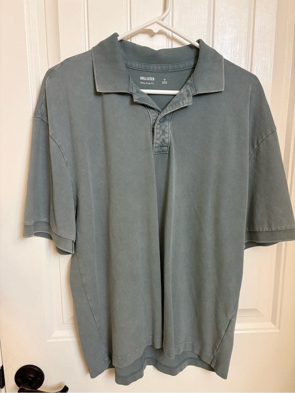 Hollister Men's Faded Sage Green Polo
